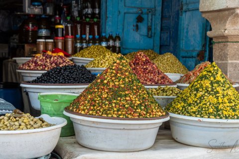 00.Moroc19_SM00877 
Africa, Morocco, April 2019
Market in Marakesh: olives and salads on every taste