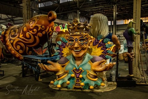 NOLA20_SM03220 
New Orleans, Louisiana: Mardi Gras World 300,000 square foot working warehouse where floats are made for Mardi Gras parades,  largest float designing and building facility in the world